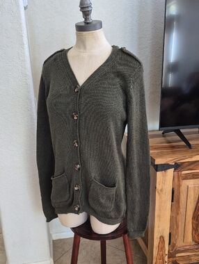 Talbots Cotton Knit Button Up Sweater